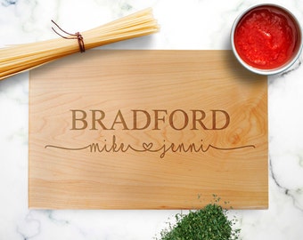 Handmade Gifts for Couples, Personalized Wood Cutting Board Walnut Maple, Custom Home Decor Kitchen Bridal Shower Gift, Custom wedding gift