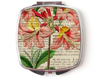 Vintage Floral Compact Mirror -  Boho Pocket Mirror - Floral Purse Mirror - Boho Gifts for Her - Antique Floral Gifts