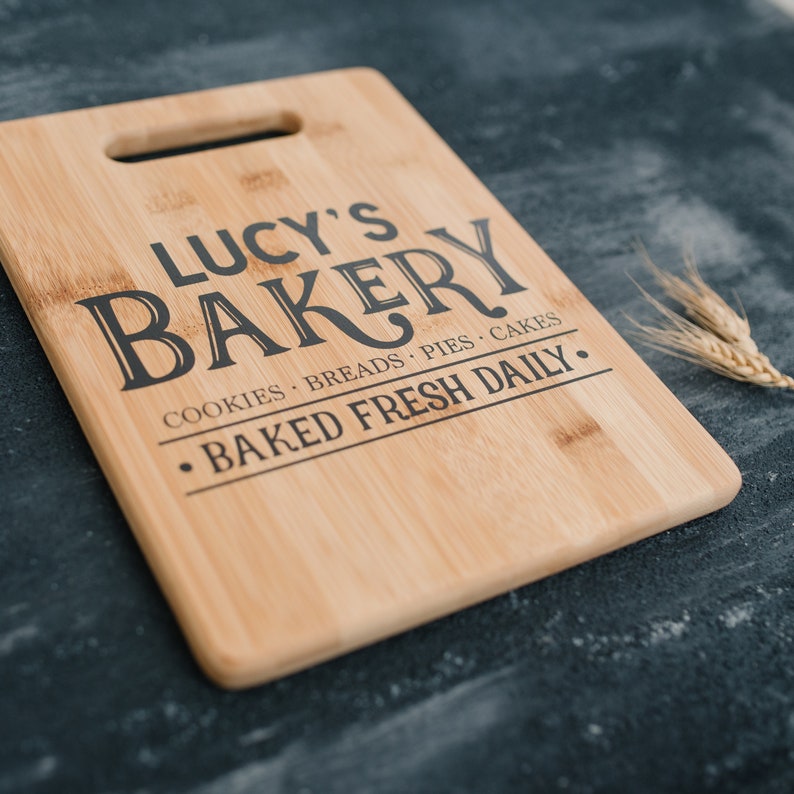 Custom Bakery Cutting Board, gift for baker, Personalized Kitchen Decor, Gift for her, gift for mom, gift for wife image 2