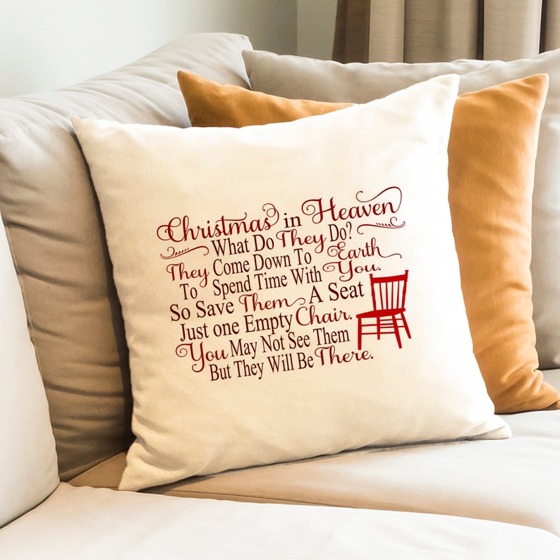 Memorial Pillow: Christmas in Heaven Message - Soft Cotton Cover