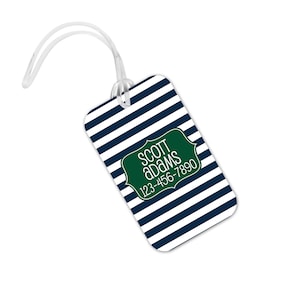 Custom Bag Tag Backpack Name Tag Personalized Back to School Green Navy image 1