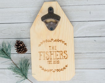 Wedding Gift, Personalized Beer Bottle Opener Wood Sign, Custom Wedding Gift for the Couple