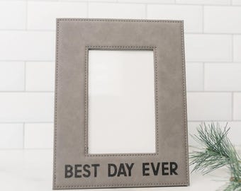 Leather Photo Frame, Elegant Faux Leather Rawhide Color Frame, Dark Brown Frame, 4x6 Photo Size, 8x10 Photo Size, Wedding Photo Gift