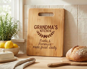 Personalized Grandma's Kitchen Bamboo Cutting Board, Engraved Gift