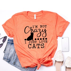 Crazy Cat Lady T-Shirt, Funny Cat Mom Graphic Tee, Cat Lover Gift, Cat Owner Shirt, Cat Themed Clothes, Cat Lady Shirt, Furry Friend Gift