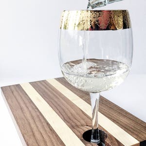 Serving Tray, Maple & Walnut Charcuterie Board, Wood Cheese Board with Wine Glass Holder, Appetizer Cutting Board with Wine Carrier image 3