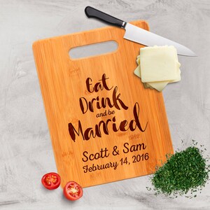 Personalized Bamboo Cutting Board, Engraved Wedding Gift