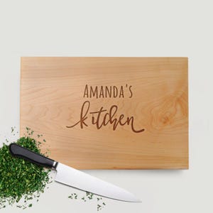 Personalized Maple Wood Cutting Board, Engraved Kitchen Decor image 2