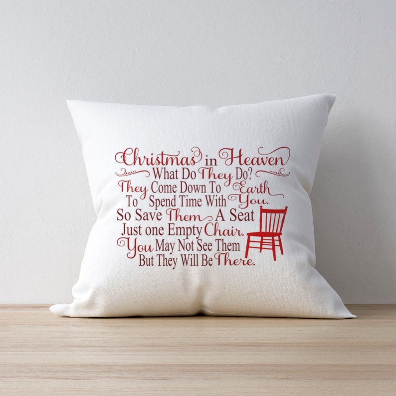 Memorial Pillow: Christmas in Heaven Message - Soft Cotton Cover