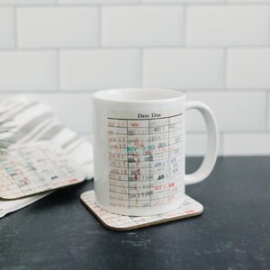 Library Card Coffee Mug - Book Club Gift - Coffee Tea Cup Gifts for Readers