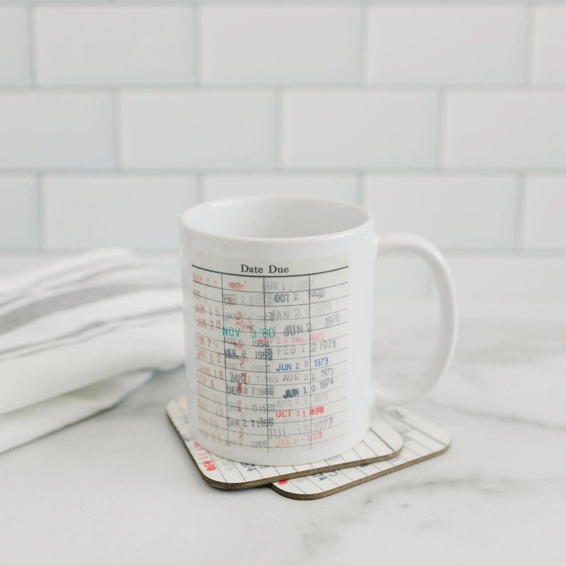 Library Card Coffee Mug - Book Club Gift - Coffee Tea Cup Gifts for Readers