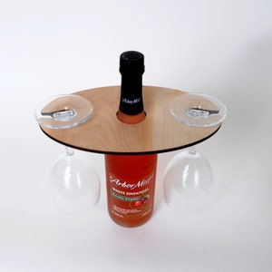 Wine Glass Holder Wedding Gift Eat Drink & Be Married Personalized Wood Wine Glass Carrier image 5