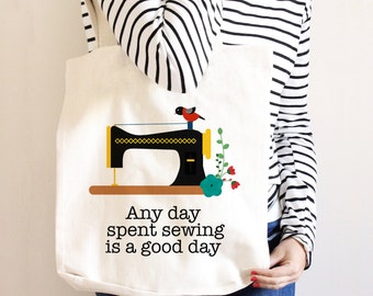Sewing Tote Bag - Gift for Sewer - Quilters Canvas Bag