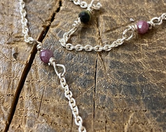 Silver bracelet with tourmaline beads