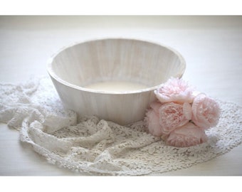 Dough Wood Bowl, Wooden Basket Bowl, Natural Wood, for Newborn Photo Prop or Sitter Prop