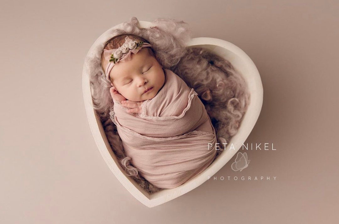 Handmade Wooden Heart Bowl, Newborn Photo Prop, Sitter Prop, Natural