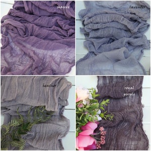 PURPLES, Gauze Wedding Cheesecloth Wedding Rustic Table Runner, Wedding Styling Decor, Lavender, Mauve, Purple Wedding arch Draping gauze
