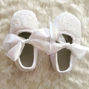 Baby Girl White Lace Christening Pre-walker Shoes Size 0-3-6-12-18 months