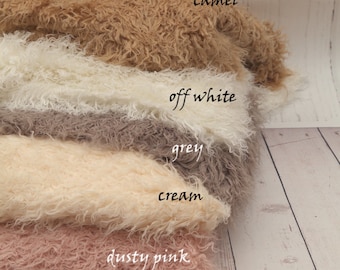 PREMIUM Curly Faux Fur Baby Blanket Stuffer Mat for Photography Photo Prop