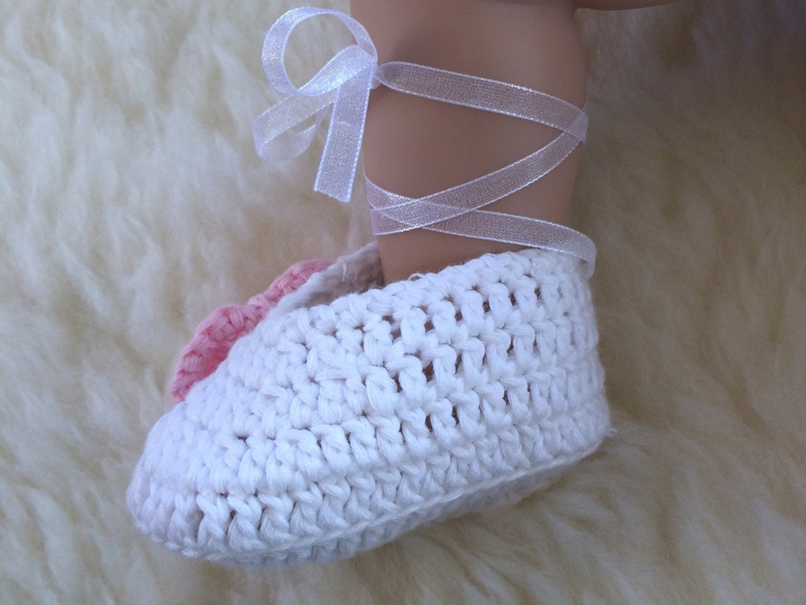handmade baby girl newborn doll crochet knit ballerina ballet shoes 0-6m sz 0 1 2