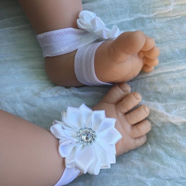 Handmade Baby Girl Barefoot Flower Sandal Shoes VERY soft 0-12 months