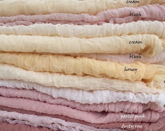 Hand dyed Gauze Sheer Crinkle Cotton Cheesecloth Muslin Baby Wrap Newborn Photo Prop Rustic table runner Wedding Florist Ribbon