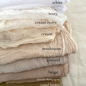 Natural Beige Brown Cream, Hand dyed Wedding Table Runner, Gauze Sheer Crinkle Cotton Cheesecloth Rustic Boho Table Flow