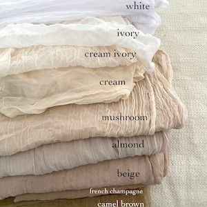 Natural Beige Brown Cream, Hand dyed Wedding Table Runner, Gauze Sheer Crinkle Cotton Cheesecloth Rustic Boho Table Flow