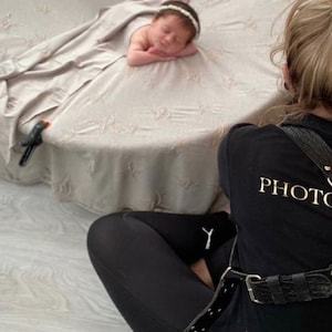RTS, Perfekt start, Nyföddfotografering, Saccosäck för nyfödda och stativ med 6 klämmor, Honey Dew-rekvisita, Bord för nyföddfotografering