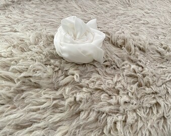 RTS, Alfombra Flokati, Piel, Estilo Natural, Camel Khaki, Accesorio para Fotos de Recién Nacidos, Capa de Relleno Flokati Fotografía de Recién Nacidos
