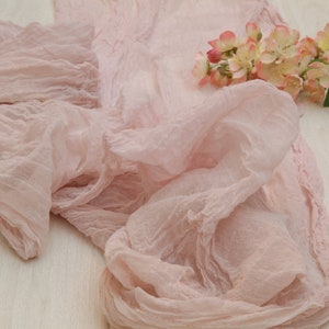 Blush Pink, ANY Sizes Any Colours Welcome, Hand dyed Gauze Sheer Crinkle Cotton Cheesecloth, Wedding Table Runner, Custom made Napkin