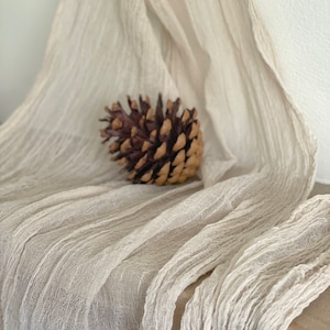 Cafe Latte, ALMOND, Sand, Tan, Champagne, Light Beige Hand dyed Wedding Table Runner, Gauze Sheer Cotton Cheesecloth Rustic Boho Table Flow