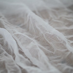 Sold by the Metre, 240cm Wide, White Organic High Grade Cotton Gauze, Sheer Curtain Lightweight Mesh Fabric, Photography Backdrop