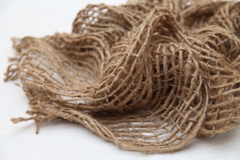 XL Newborn Burlap Layering Blanket Photo Prop 110x100cms Rustic Woven Jute Natural Hessian Layer