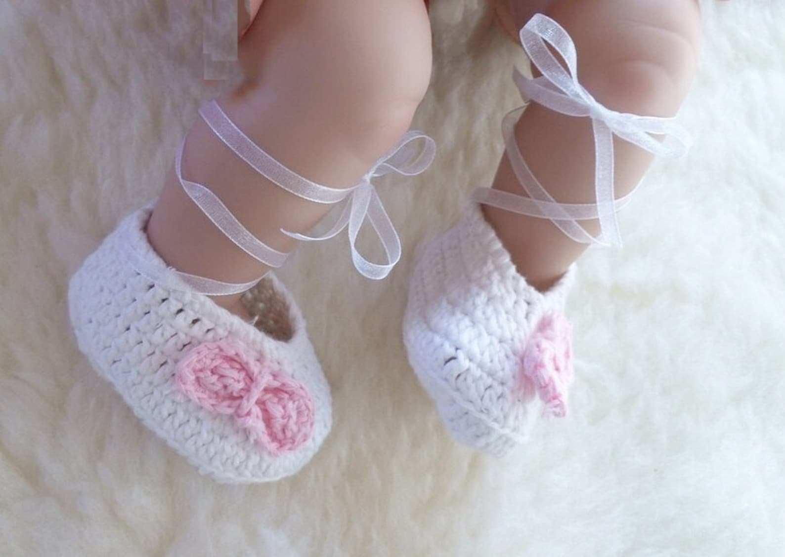 handmade baby girl newborn doll crochet knit ballerina ballet shoes 0-6m sz 0 1 2