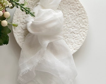 Off White Ivory Wedding Gauze Napkins, Light Airy Classic, Mushy Grey, Wedding Table Gauze Napkin, Hand Dyed Gauze