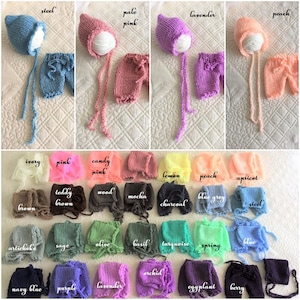 So Soft ! Preemie Size Hand Knit Baby Girl Boy Pet Bonnet Hat and Shorts SET for Baby photo prop