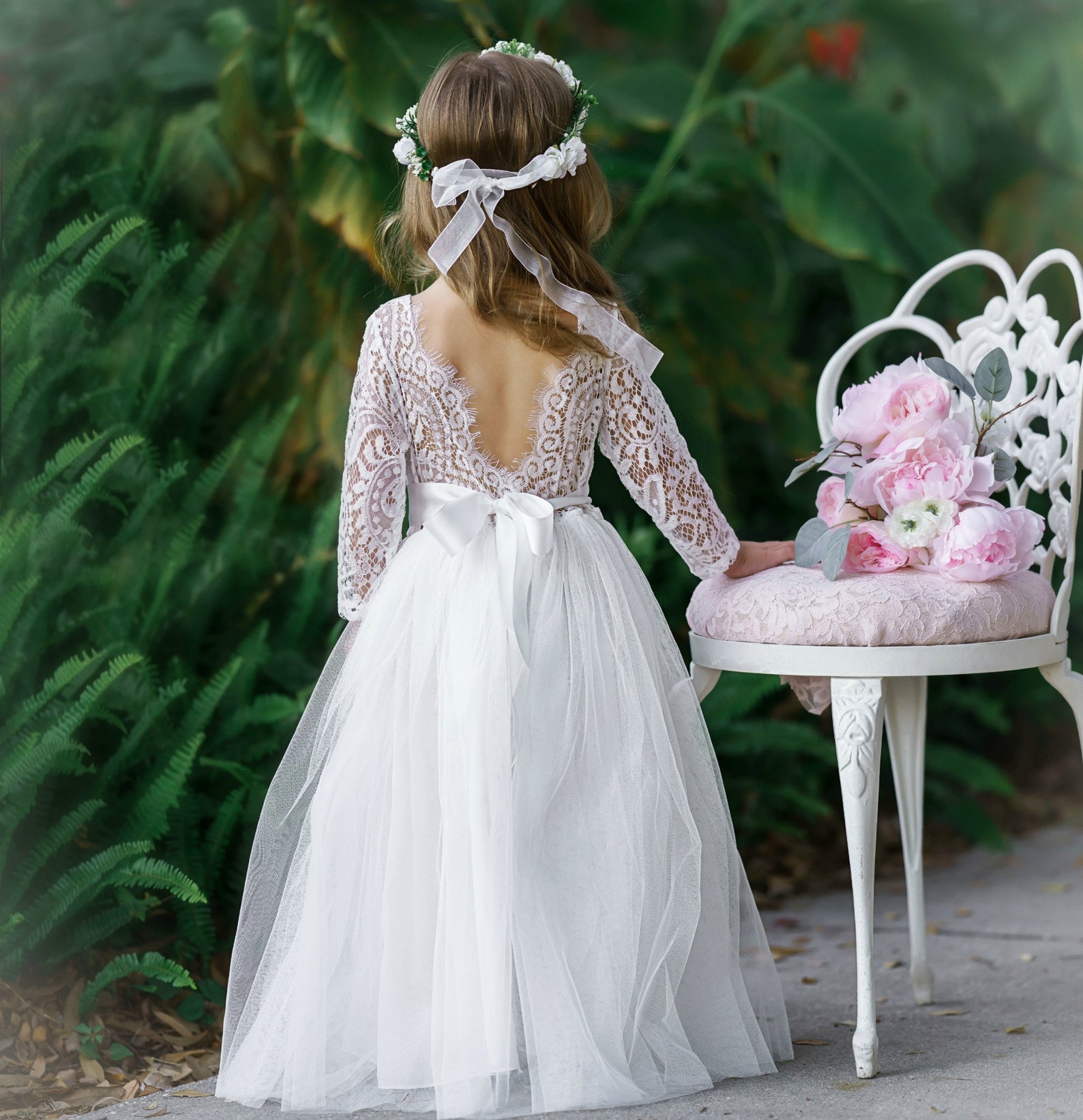 Flower Girl Dress Ivory Lace Girl Dress Flower Girl Dresses Etsy Canada