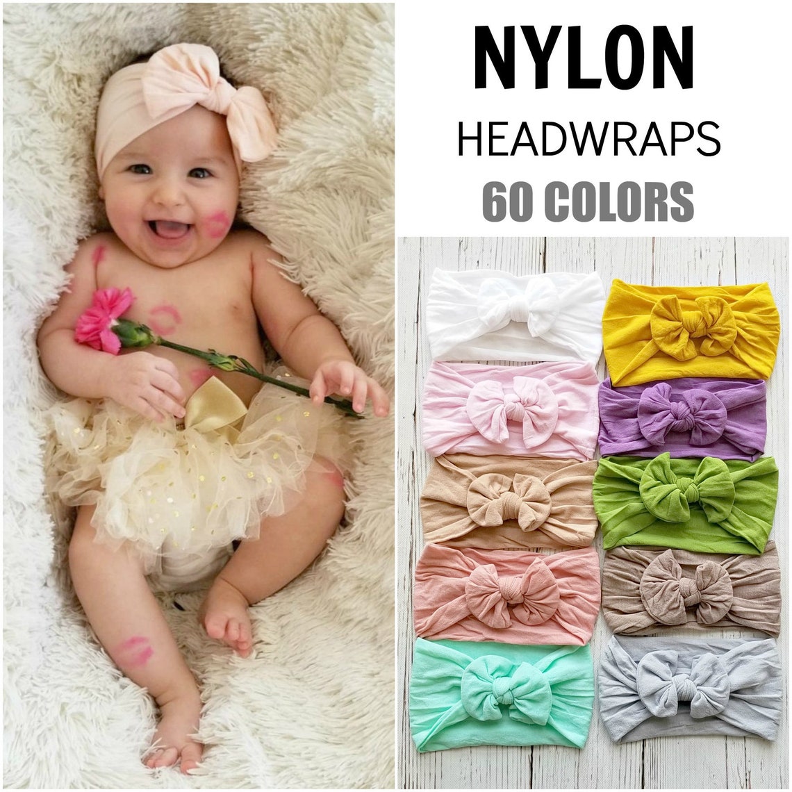 Baby Headbands Baby Head Wrapsnylon Baby Headbands Nylon Etsy