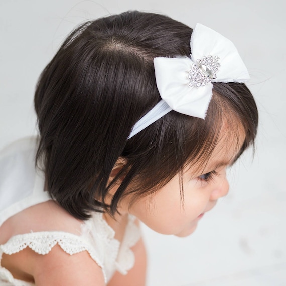 Bandeau Blanc Bebe Fille Bandeaux De Bebe Nouveau Ne Etsy