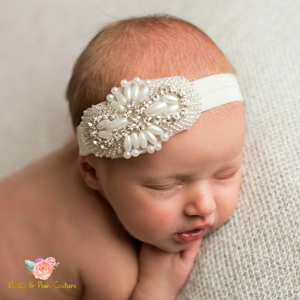 Baby Headbandchristening Headbandnewborn Headband Baptism Etsy
