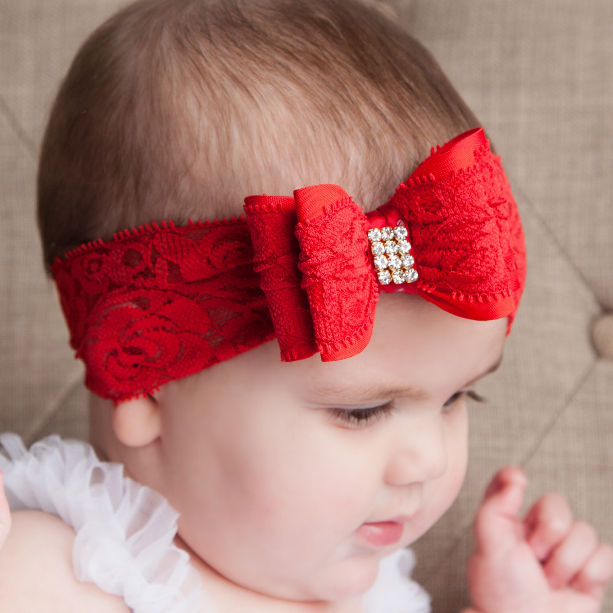 White baby headband Newborn headband Christening headband Etsy