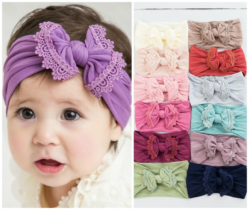 Baby headbands Infant toddler baby girl headbands Lace Trim Etsy