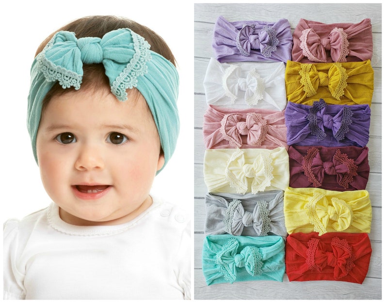 Baby headbands Infant toddler baby girl headbands Lace Trim Etsy
