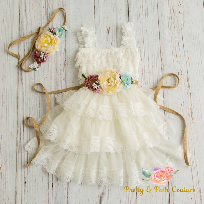 Lace flower girl dress-rustic flower girl dress lace girls | Etsy