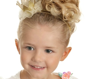 Gold baby crown headband- crown headband - baby headband- Gold princess crown- infant crown headband - newborn crown glitter crown
