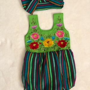 Mexican baby romper. Folkloric baby romper. Colorful baby romper.Baby jumper