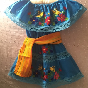 Abito da ragazza messicana con fiori colorati, abito da bambino messicano con disegno floreale, abito Campesina, primo compleanno messicano
