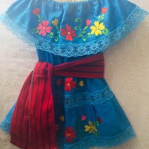 Mexicaanse meisjesjurk met kleurrijke bloemen, Mexicaanse babyjurk met bloemmotief, Campesina-jurk, eerste Mexicaanse verjaardag