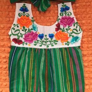 Mexican baby romper. Folkloric baby romper. Colorful baby romper.